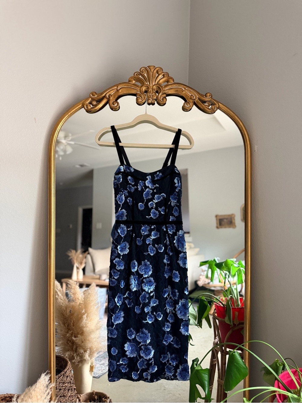 Bronx & banco Camille blue black sequin dress large